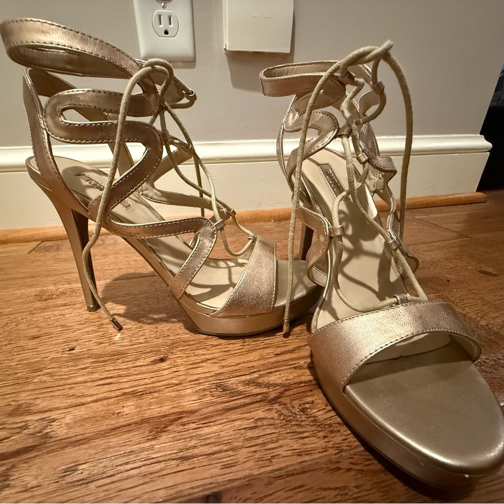 Guess Gold Lace up heels